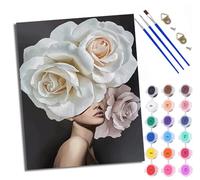 WXRWANG Paint by Numbers for Adults and Beginner Painting by Number Rose-Veiled Beauty Without Frame Oil Paintings on Canvas House Wall Decor 16x20in