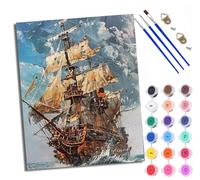 WXRWANG Paint by Numbers for Adults and Beginner Painting by Number Sailing Boat Breaking The Waves Without Frame Oil Paintings on Canvas House Wall Decor 16x20in