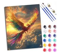 WXRWANG Paint by Numbers for Adults and Beginner Painting by Number Seven-Colored Phoenix Soars to the Sky with Frame Oil Paintings on Canvas House Wall Decor 16x20in