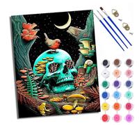 WXRWANG Paint by Numbers for Adults and Beginner Painting by Number Skeleton Under The Moonlight Without Frame Oil Paintings on Canvas House Wall Decor 16x20in