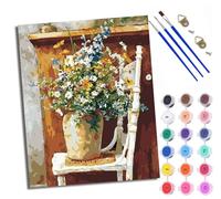 WXRWANG Paint by Numbers for Adults and Beginner Painting by Number Small Scene of Flowers in a Vase on a Chair Without Frame Oil Paintings on Canvas House Wall Decor 16x20in