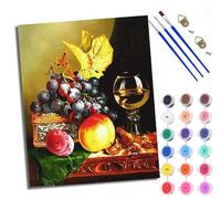 WXRWANG Paint by Numbers for Adults and Beginner Painting by Number Still Life with Fruit and Wine Glasses Without Frame Oil Paintings on Canvas House Wall Decor 16x20in