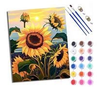 WXRWANG Paint by Numbers for Adults and Beginner Painting by Number Sunflowers and Sunset Without Frame Oil Paintings on Canvas House Wall Decor 16x20in