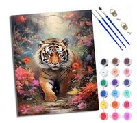 WXRWANG Paint by Numbers for Adults and Beginner Painting by Number Tiger in The Flowers Without Frame Oil Paintings on Canvas House Wall Decor 16x20in
