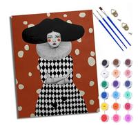 WXRWANG Paint by Numbers for Adults and Beginner Polka dot Background Puppet Painting by Number Kits On Canvas Without Frame DIY Color Oil Painting Acrylic Paints Home Wall Decor 40x50cm/16x20in