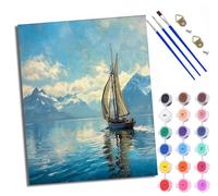 WXRWANG Paint by Numbers for Adults and Beginner Sailboat on The sea Painting by Number Kits On Canvas Without Frame DIY Color Oil Painting Acrylic Paints Home Wall Decor 40x50cm/16x20in