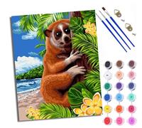 WXRWANG Paint by Numbers for Adults and Beginner Slow Loris by The Tree Painting by Number Kits On Canvas Without Frame DIY Color Oil Painting Acrylic Paints Home Wall Decor 40x50cm/16x20in