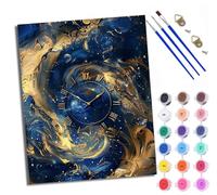 WXRWANG Paint by Numbers for Adults and Beginner Starry Sky Vortex Clock Painting by Number Kits On Canvas Without Frame DIY Color Oil Painting Acrylic Paints Home Wall Decor 40x50cm/16x20in