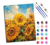 WXRWANG Paint by Numbers for Adults and Beginner Sunflower Fields Painting by Number Kits On Canvas Without Frame DIY Color Oil Painting Acrylic Paints Home Wall Decor 40x50cm/16x20in