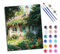 WXRWANG Paint by Numbers for Adults and Beginner The Cottage Among The Flowers Painting by Number Kits On Canvas Without Frame DIY Color Oil Painting Acrylic Paints Home Wall Decor 40x50cm/16x20in