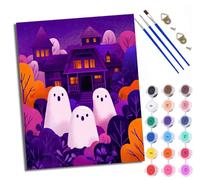 WXRWANG Paint by Numbers for Adults and Beginner The Three Cutest Ghosts in the Haunted House Color Oil Painting Acrylic Paints Home Wall Decor 40x50cm with Frame