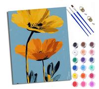WXRWANG Paint by Numbers for Adults and Beginner Two Flowers Under The Blue Sky Painting by Number Kits On Canvas Without Frame DIY Color Oil Painting Acrylic Paints Home Wall Decor 40x50cm/16x20in