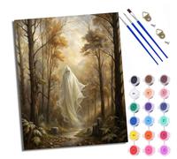 WXRWANG Paint by Numbers for Adults and Beginner White Ghost in The Woods Painting by Number Kits On Canvas Without Frame DIY Color Oil Painting Acrylic Paints Home Wall Decor 40x50cm/16x20in