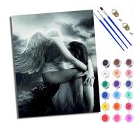 WXRWANG Paint by Numbers for Adults Angel Hug in The Rain Painting by Numbers for Adults DIY Canvas Kits Paint by Number Crafts Kits for Relax and De-Stress Gift Home Decoration 16x20 inch
