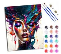 WXRWANG Paint by Numbers for Adults Color-Splashed Portraits Painting by Numbers for Adults DIY Canvas Kits Paint by Number Crafts Kits for Relax and De-Stress Gift Home Decoration 16x20 inch