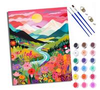 WXRWANG Paint by Numbers for Adults Colorful Landscape Painting Painting by Numbers for Adults DIY Canvas Kits Paint by Number Crafts Kits for Relax and De-Stress Gift Home Decoration 16x20 inch