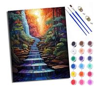 WXRWANG Paint by Numbers for Adults Forest Color Steps Through Light Painting by Numbers for Adults DIY Canvas Kits Paint by Number Crafts Kits for Relax and De-Stress Gift Home Decoration 16x20 inch