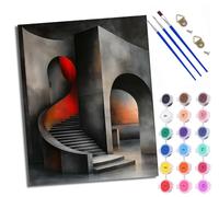 WXRWANG Paint by Numbers for Adults Geometric Space Stairs Painting by Numbers for Adults DIY Canvas Kits Paint by Number Crafts Kits for Relax and De-Stress Gift Home Decoration 16x20 inch