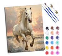 WXRWANG Paint by Numbers for Adults Horses Galloping on The Waves Painting by Numbers for Adults DIY Canvas Kits Paint by Number Crafts Kits for Relax and De-Stress Gift Home Decoration 16x20 inch