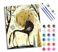 WXRWANG Paint by Numbers for Adults Howling Wolves Under The Moon Painting by Numbers for Adults DIY Canvas Kits Paint by Number Crafts Kits for Relax and De-Stress Gift Home Decoration 16x20 inch