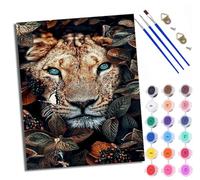 WXRWANG Paint by Numbers for Adults Leaf Leopard Painting by Numbers for Adults DIY Canvas Kits Paint by Number Crafts Kits for Relax and De-Stress Gift Home Decoration 16x20 inch