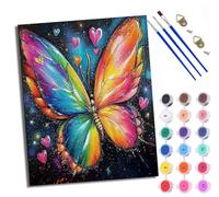 WXRWANG Paint by Numbers for Adults Love Colorful Butterfly Painting by Numbers for Adults DIY Canvas Kits Paint by Number Crafts Kits for Relax and De-Stress Gift Home Decoration 16x20 inch