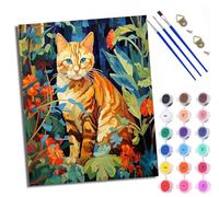 WXRWANG Paint by Numbers for Adults Orange cat with Blue Eyes Painting by Numbers for Adults Canvas Kits Crafts Kits for Relax and De-Stress Gift Home Decoration with Frame