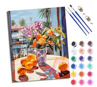 WXRWANG Paint by Numbers for Adults Orange Flowers on The Table Painting by Numbers for Adults DIY Canvas Kits Paint by Number Crafts Kits for Relax and De-Stress Gift Home Decoration 16x20 inch