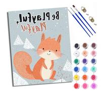 WXRWANG Paint by Numbers for Adults Playful red Squirrel Painting by Numbers for Adults Canvas Kits Crafts Kits for Relax and De-Stress Gift Home Decoration with Frame