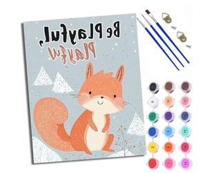 WXRWANG Paint by Numbers for Adults Playful red Squirrel Painting by Numbers for Adults Paint by Number Crafts Kits for Relax and De-Stress Gift Home Decoration 16x20 inch