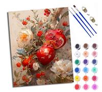 WXRWANG Paint by Numbers for Adults Pomegranate Flower Still Life Painting by Numbers for Adults DIY Canvas Kits Paint by Number Crafts Kits for Relax and De-Stress Gift Home Decoration 16x20 inch