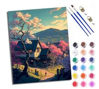 WXRWANG Paint by Numbers for Adults Sakura Valley Home Painting by Numbers for Adults DIY Canvas Kits Paint by Number Crafts Kits for Relax and De-Stress Gift Home Decoration 16x20 inch