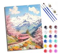 WXRWANG Paint by Numbers for Adults Scenery on The Train Painting by Numbers for Adults DIY Canvas Kits Paint by Number Crafts Kits for Relax and De-Stress Gift Home Decoration 16x20 inch