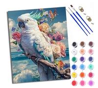 WXRWANG Paint by Numbers for Adults Seaside Flower Parrot Painting by Numbers for Adults Canvas Kits Crafts Kits for Relax and De-Stress Gift Home Decoration with Frame