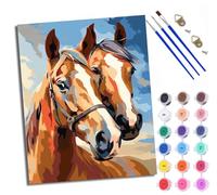 WXRWANG Paint by Numbers for Adults Two Horses nestled Together Under the Blue Sky Painting by Numbers for Adults Canvas Kits Crafts Kits for Relax and De-Stress Gift Home Decoration with Frame