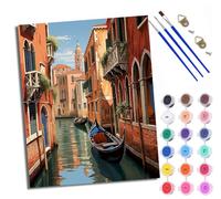 WXRWANG Paint by Numbers for Adults Venice Canal Boats Painting by Numbers for Adults DIY Canvas Kits Paint by Number Crafts Kits for Relax and De-Stress Gift Home Decoration 16x20 inch