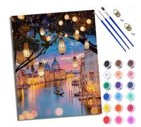WXRWANG Paint by Numbers for Adults Venice Riverside Night View Painting by Numbers for Adults DIY Canvas Kits Paint by Number Crafts Kits for Relax and De-Stress Gift Home Decoration 16x20 inch