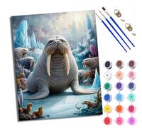 WXRWANG Paint by Numbers for Adults Walrus Climbing on ice Painting by Numbers for Adults DIY Canvas Kits Paint by Number Crafts Kits for Relax and De-Stress Gift Home Decoration 16x20 inch