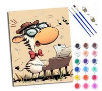 WXRWANG Paint by Numbers for Adults Zebra Playing The Piano Painting by Numbers for Adults DIY Canvas Kits Paint by Number Crafts Kits for Relax and De-Stress Gift Home Decoration 16x20 inch