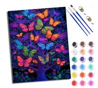 WXRWANG Paint by Numbers Kits for Adults Beginners On Clear Symbols Colored Canvas Butterflies in Full Bloom, Dazzling with Color Acrylic Pigment 40x50cmfor Home Wall Decor with Frame