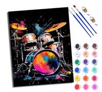 WXRWANG Paint by Numbers Kits for Adults Beginners On Clear Symbols Colored Canvas Colorful Drum Set Acrylic Pigment 40x50cmfor Home Wall Decor with Frame