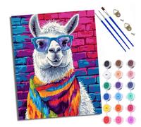 WXRWANG Paint by Numbers Kits for Adults Beginners On Clear Symbols Colored Canvas Colorful Scarves, Glasses, and Cute Alpacas Acrylic Pigment 40x50cmfor Home Wall Decor with Frame