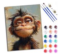 WXRWANG Paint by Numbers Kits for Adults Painting Kits for Beginners On Clear Symbols Colored Canvas Playful Monkey Easy DIY Acrylic Pigment Drawing Paintwork for Home Wall Decor 16x20in Frameless