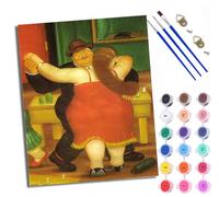 WXRWANG Paint by Numbers Kits for Adults Painting Kits for Beginners On Clear Symbols Colored Canvas Fat Men and Women Dancing Easy Acrylic Pigment Drawing Paintwork for Home Wall Decor Frameless