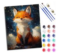 WXRWANG Paint by Numbers Kits for Adults Painting Kits for Beginners On Clear Symbols Colored Canvas The Smiling Fox Under the Stars Easy Acrylic Pigment for Home Wall Decor 16x20in with Frame