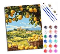WXRWANG Paint by Numbers Kits for Adults Painting Kits for Beginners On Clear Symbols Colored Canvas Lemon Tree Farm Easy DIY Acrylic Pigment Drawing Paintwork for Home Wall Decor 16x20in Frameless