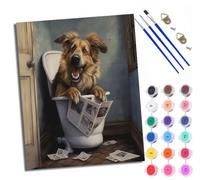 WXRWANG Paint by Numbers Kits for Adults Painting Kits for Beginners On Clear Symbols Colored Canvas Toilet Newspaper Reader Easy Acrylic Pigment for Home Wall Decor 16x20in with Frame