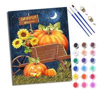 WXRWANG Paint by Numbers Kits for Adults Painting Kits for Beginners On Clear Symbols Colored Canvas Pumpkin Carriage Under the Moonlight, Sunflower Acrylic for Home Wall Decor 16x20in with Frame