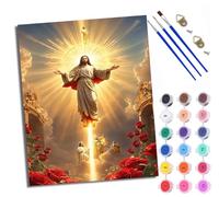 WXRWANG Paint by Numbers Kits for Adults Painting Kits for Beginners On Clear Symbols Colored Canvas Jesus' Ascension and Miracle Easy Acrylic Pigment for Home Wall Decor 16x20in with Frame