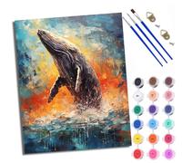WXRWANG Paint by Numbers Kits for Adults Painting Kits for Beginners On Clear Symbols Colored Canvas Flame Shadow Whale Easy Acrylic Pigment for Home Wall Decor 16x20in with Frame